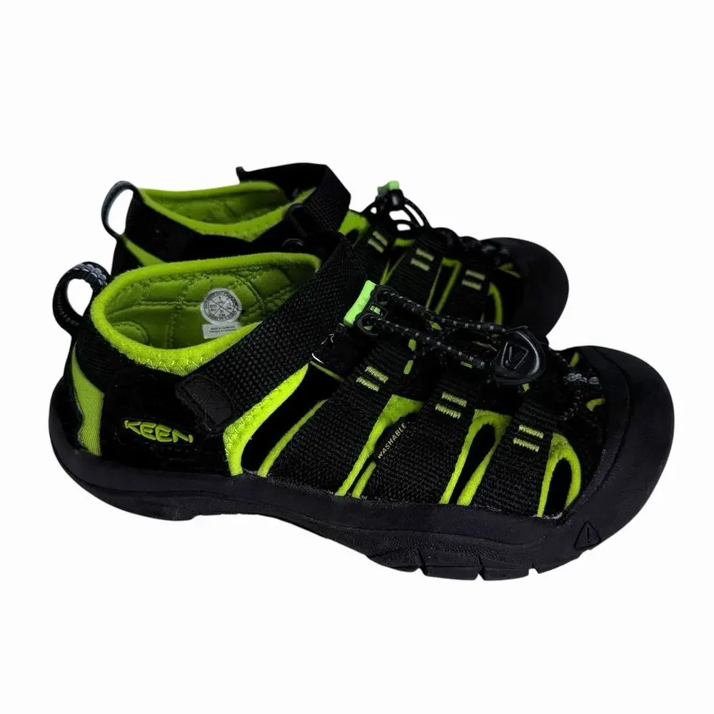 Keen Kids Newport H2 Sandals Black Lime Green Washable Sz 1 Water Shoes